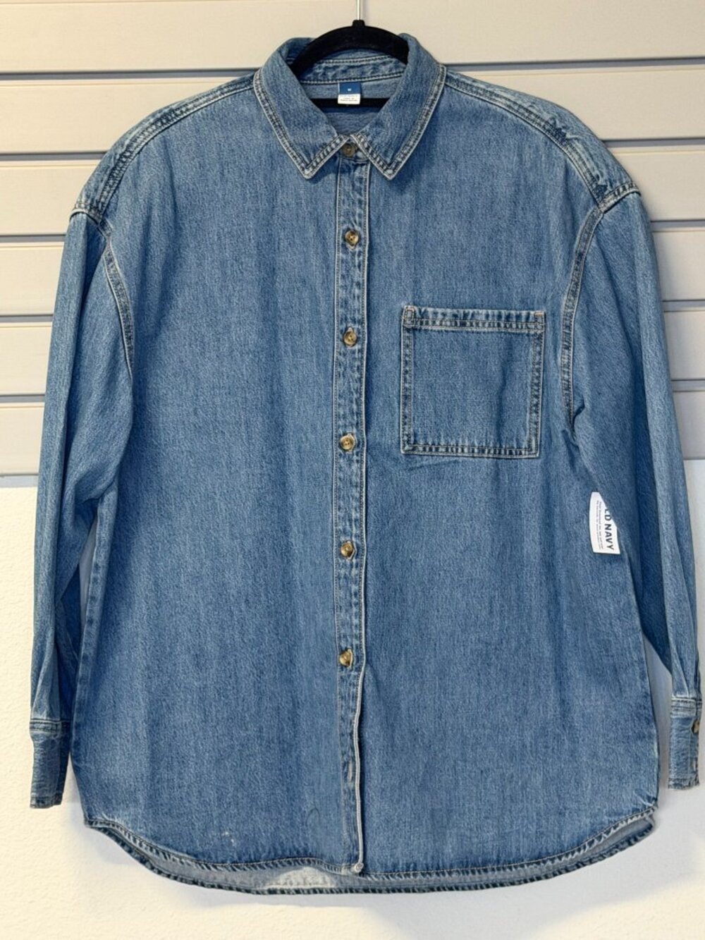 NWT Oversized Boyfriend Button-Down Jean Shirt